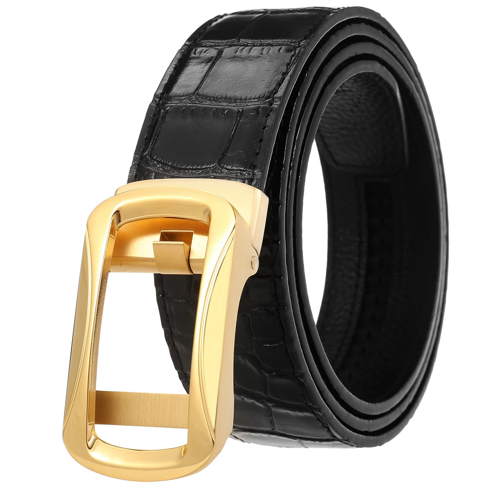 JMT-416778 Business Leather Belt with Stainless Steel Buckle - Model LY36-61452-8