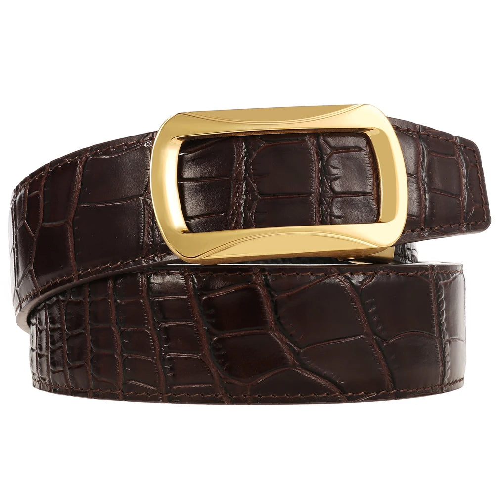 JMT-416778 Business Leather Belt with Stainless Steel Buckle - Model LY36-61452-8
