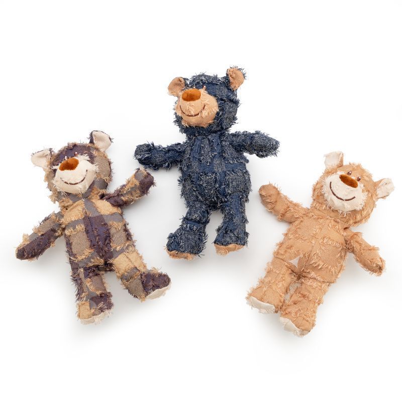 JMT-416842 Indestructible Bear Dog Toy, Durable Squeaky Plush for Heavy Chewers, Interactive Chew Toy Promoting Dental Health