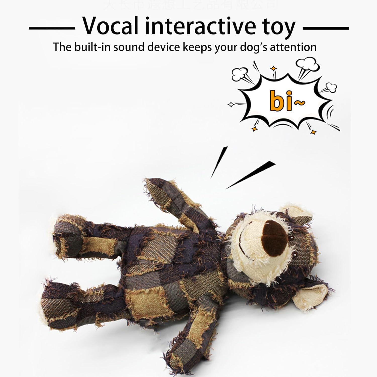 JMT-416842 Indestructible Bear Dog Toy, Durable Squeaky Plush for Heavy Chewers, Interactive Chew Toy Promoting Dental Health