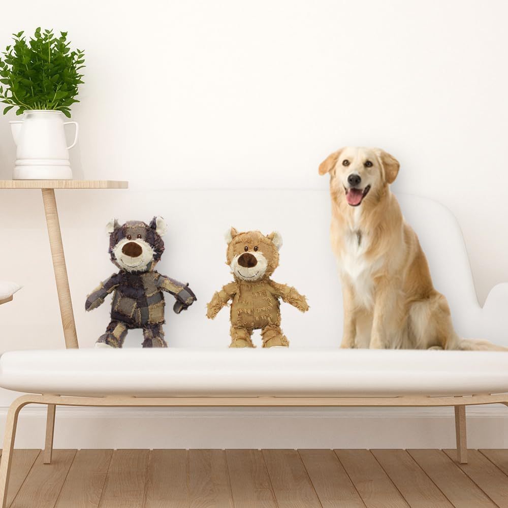 JMT-416842 Indestructible Bear Dog Toy, Durable Squeaky Plush for Heavy Chewers, Interactive Chew Toy Promoting Dental Health
