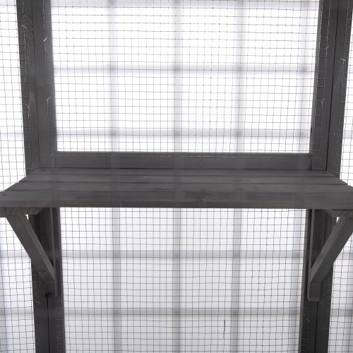 JMT-417034 Oversized Grey Cat Cage with Sun Roof and Multiple Levels for Outdoor Use