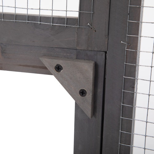 JMT-417034 Oversized Grey Cat Cage with Sun Roof and Multiple Levels for Outdoor Use