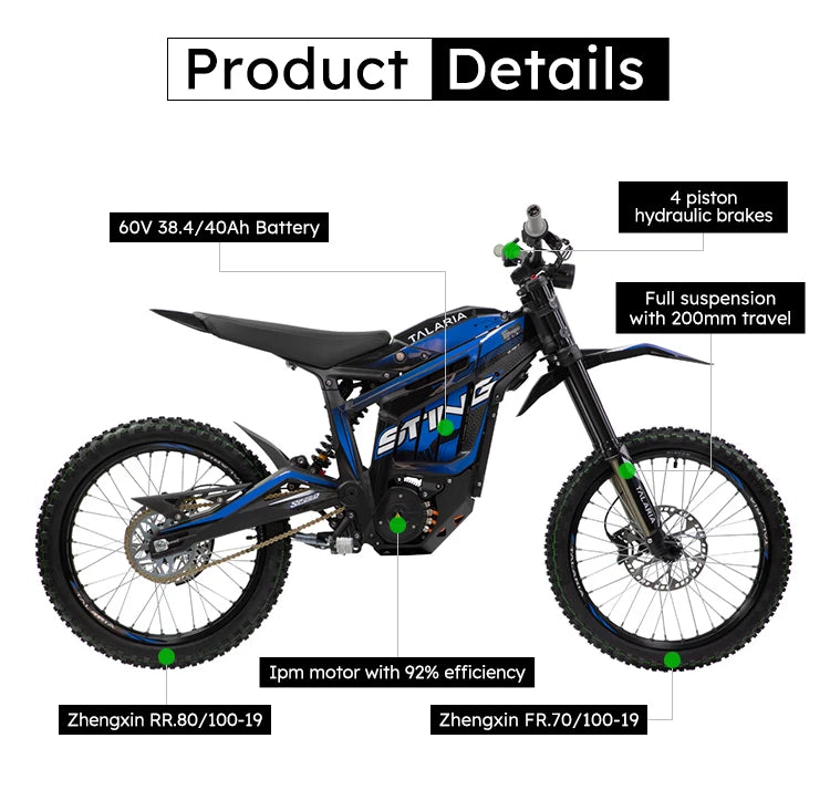 JMT-417098 High-Speed Off-Road Electric Dirt Bike for Adults, 2025 Model , Top Speed 27.9 mph