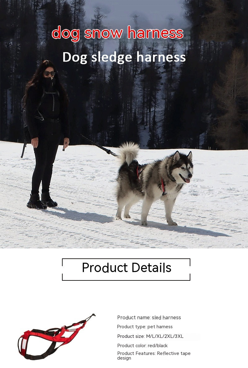 JMT-417354 Dog Outdoor Sled Chest Harness - Adjustable Nylon in Black, Red, Yellow