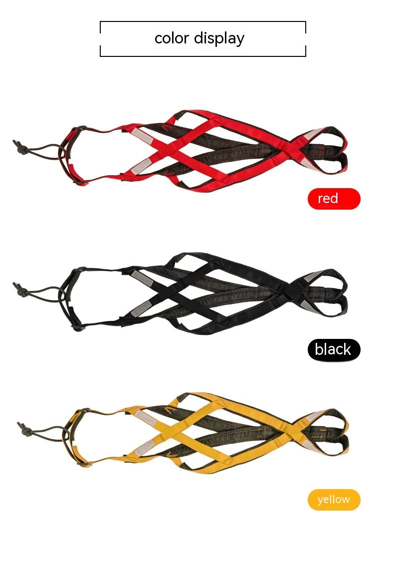 JMT-417354 Dog Outdoor Sled Chest Harness - Adjustable Nylon in Black, Red, Yellow