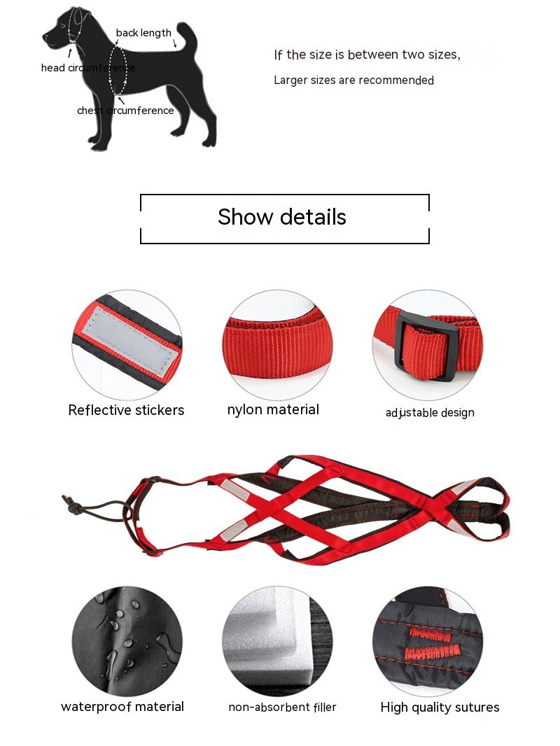 JMT-417354 Dog Outdoor Sled Chest Harness - Adjustable Nylon in Black, Red, Yellow