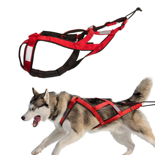 JMT-417354 Dog Outdoor Sled Chest Harness - Adjustable Nylon in Black, Red, Yellow
