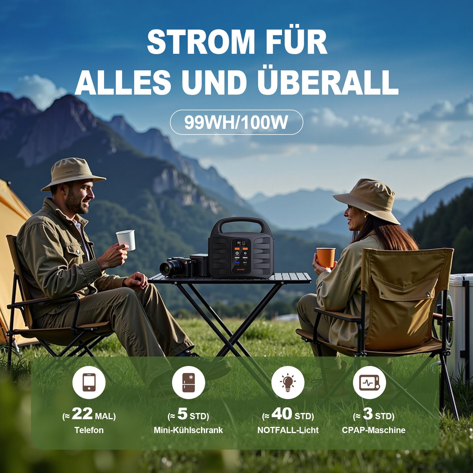 JMT-417354 Portable Power Station T101, 99Wh Lithium Battery Backup with AC, DC, USB Outputs for Camping, Travel, and Emergencies