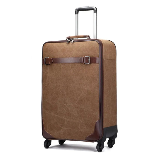 JMT-417418 Vintage Canvas Travel Suitcase - 24 Inches, Large Capacity Trolley Bag for Business Trips