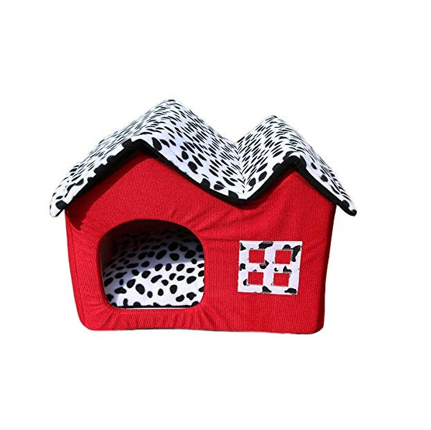 JMT-417482 Cozy Double Top Pet House with Waterproof Oxford Fabric and Thick Cushion, 55x40x42cm