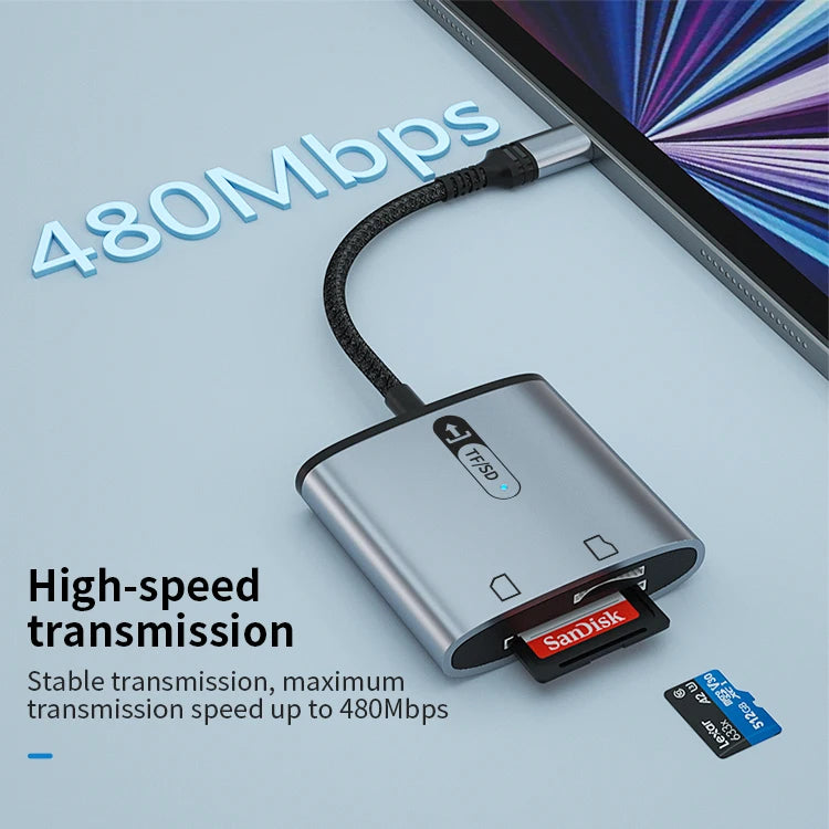 JMT-417674 High-Speed 2-in-1 SD TF Card Reader for iPhone and iPad - OTG Camera Connection Kit