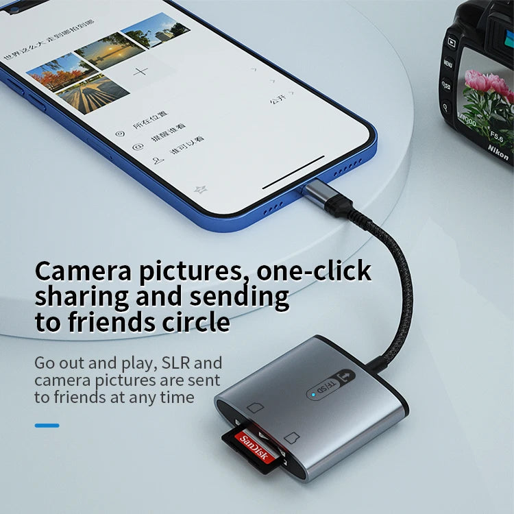 JMT-417674 High-Speed 2-in-1 SD TF Card Reader for iPhone and iPad - OTG Camera Connection Kit