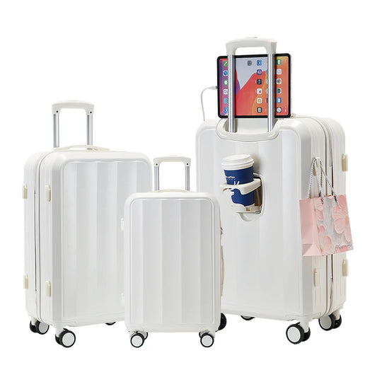 JMT-417802 Luxury Travel Suitcase Set, Unisex Size 28, ABS & PC Material, Spinner Caster Design