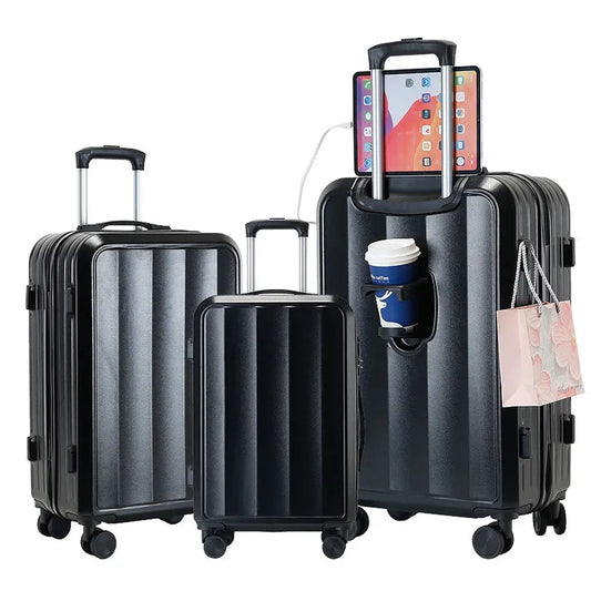 JMT-417802 Luxury Travel Suitcase Set, Unisex Size 28, ABS & PC Material, Spinner Caster Design