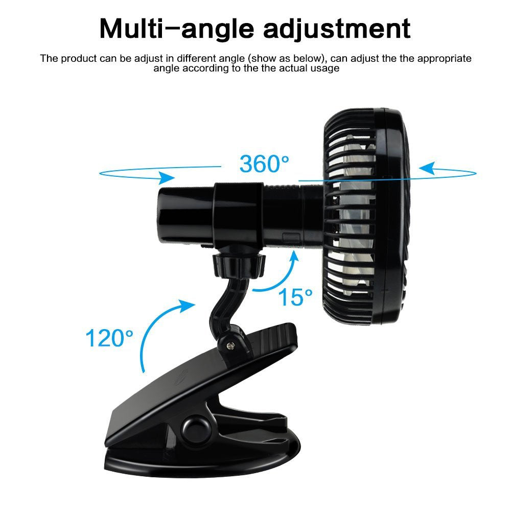 JMT-417994 Rechargeable Mini Portable Fan with 4 Blades, Silent Operation, 3 Speeds, USB Output for Strollers and Desks