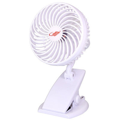 JMT-417994 Rechargeable Mini Portable Fan with 4 Blades, Silent Operation, 3 Speeds, USB Output for Strollers and Desks