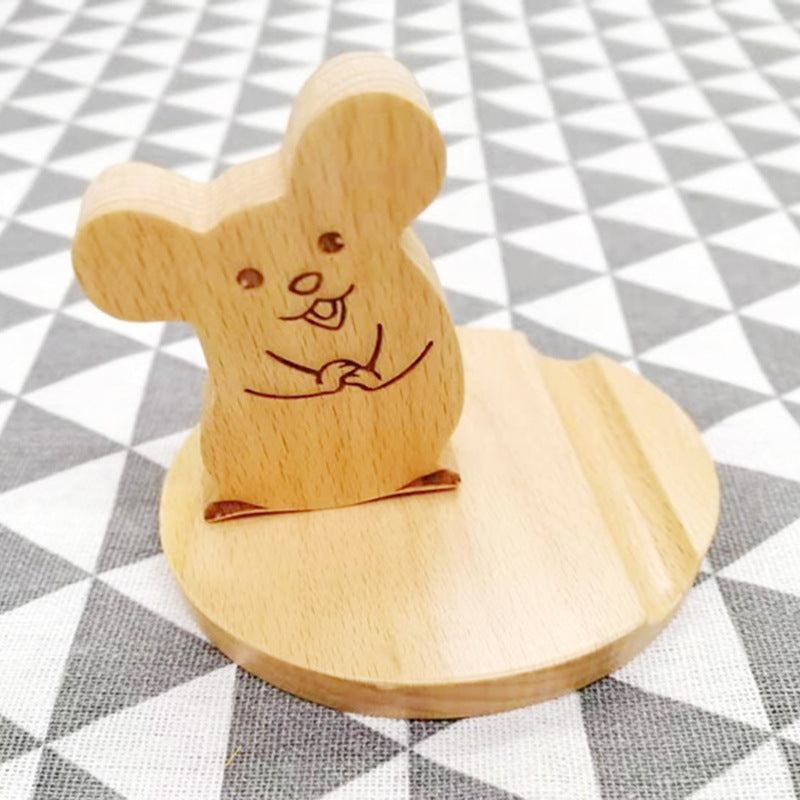 JMT-418186 Beech Wood Lazy Phone Holder – Custom Lettering Mobile Stand with Unique Animal Designs