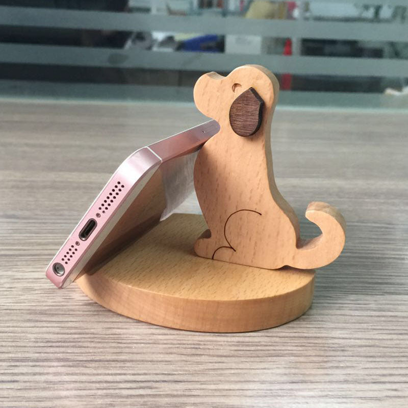 JMT-418186 Beech Wood Lazy Phone Holder – Custom Lettering Mobile Stand with Unique Animal Designs