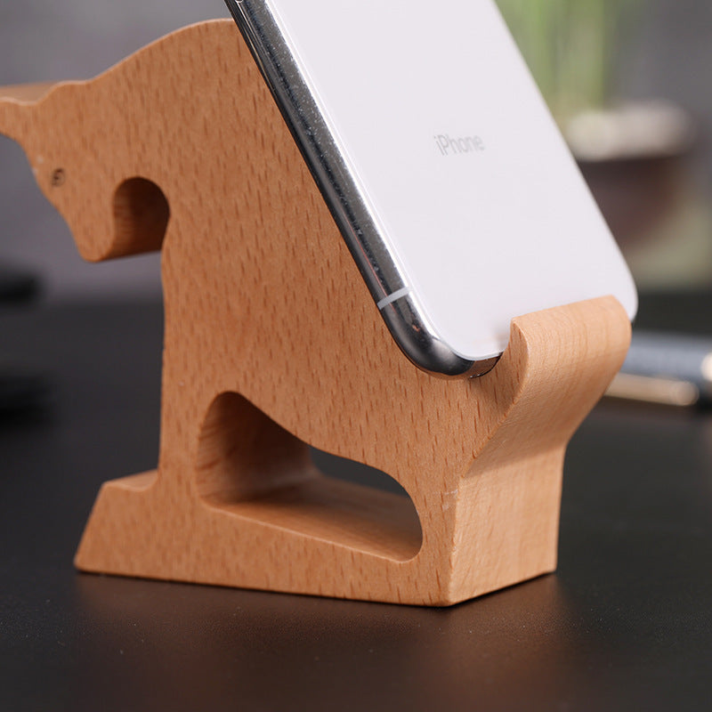 JMT-418186 Beech Wood Lazy Phone Holder – Custom Lettering Mobile Stand with Unique Animal Designs