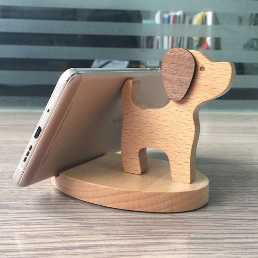 JMT-418186 Beech Wood Lazy Phone Holder – Custom Lettering Mobile Stand with Unique Animal Designs