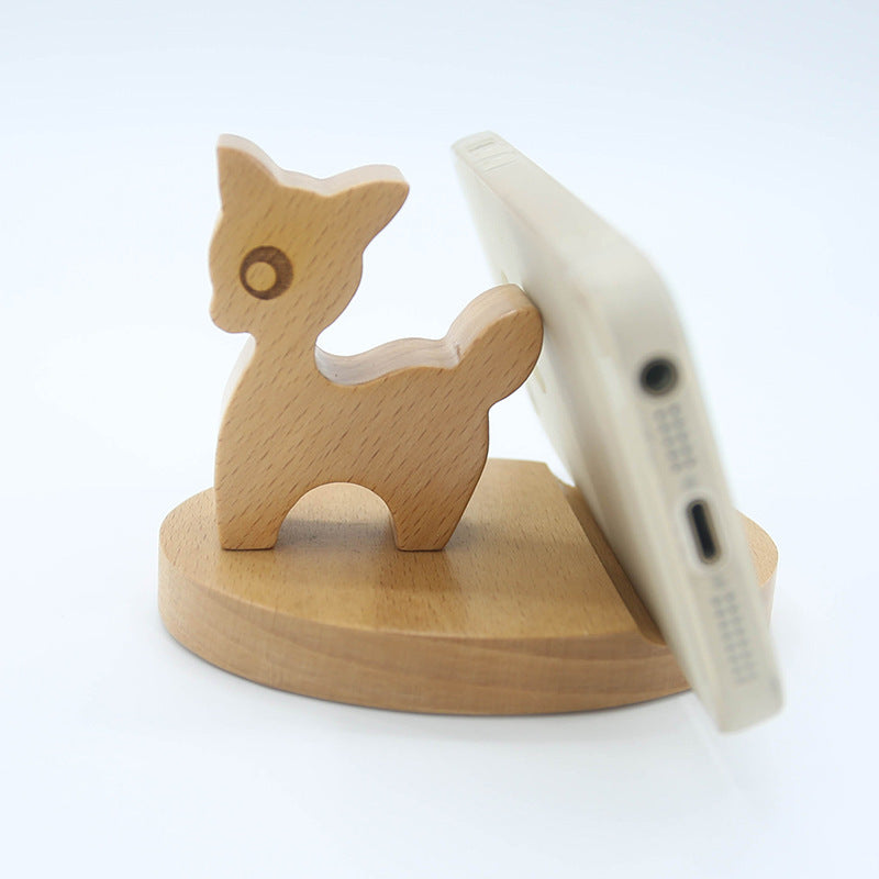 JMT-418186 Beech Wood Lazy Phone Holder – Custom Lettering Mobile Stand with Unique Animal Designs