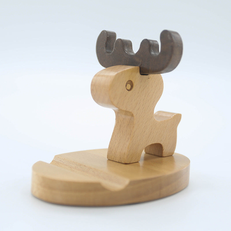 JMT-418186 Beech Wood Lazy Phone Holder – Custom Lettering Mobile Stand with Unique Animal Designs