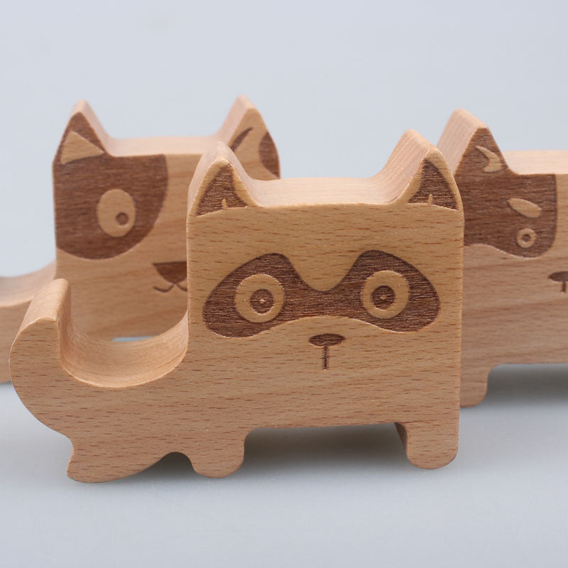 JMT-418186 Beech Wood Lazy Phone Holder – Custom Lettering Mobile Stand with Unique Animal Designs