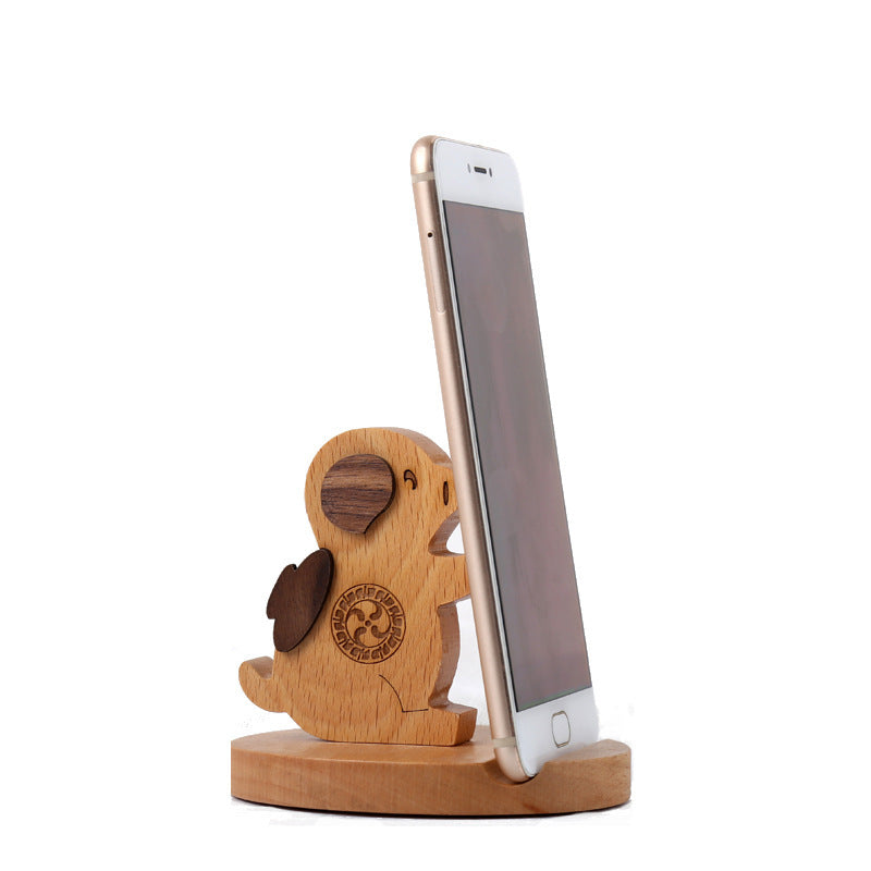 JMT-418186 Beech Wood Lazy Phone Holder – Custom Lettering Mobile Stand with Unique Animal Designs