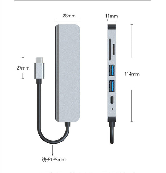 JMT-418954 6-in-1 Type-C Multi-Function Dock with 4K HDMI, USB, SD/TF Card Reader