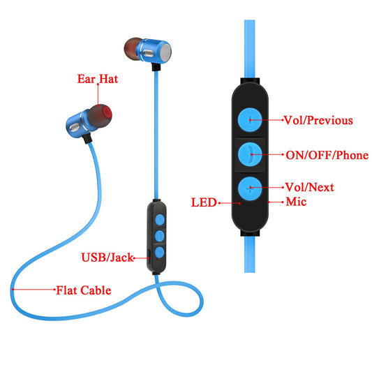 JMT-419146 Magnetic Sports Bluetooth Headset with Noise Reduction and Hands-Free Functionality