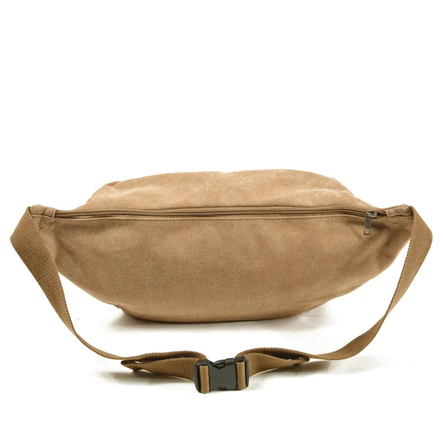 JMT-419210 Retro Canvas and Leather Belt Bag for Men - Large Capacity Outdoor Sports Chest Bag