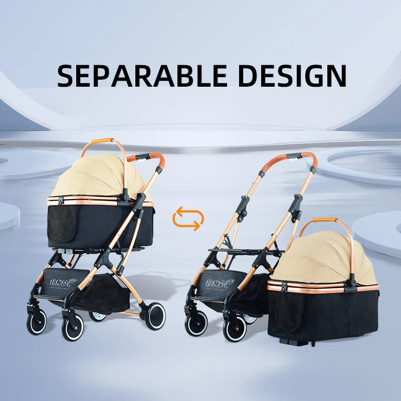 JMT-419274 Foldable 2-in-1 Pet Stroller for Dogs and Cats with Detachable Design