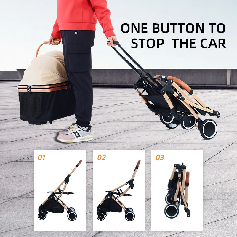 JMT-419274 Foldable 2-in-1 Pet Stroller for Dogs and Cats with Detachable Design