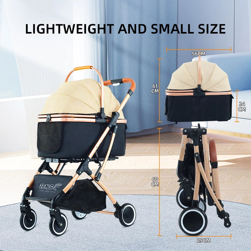 JMT-419274 Foldable 2-in-1 Pet Stroller for Dogs and Cats with Detachable Design