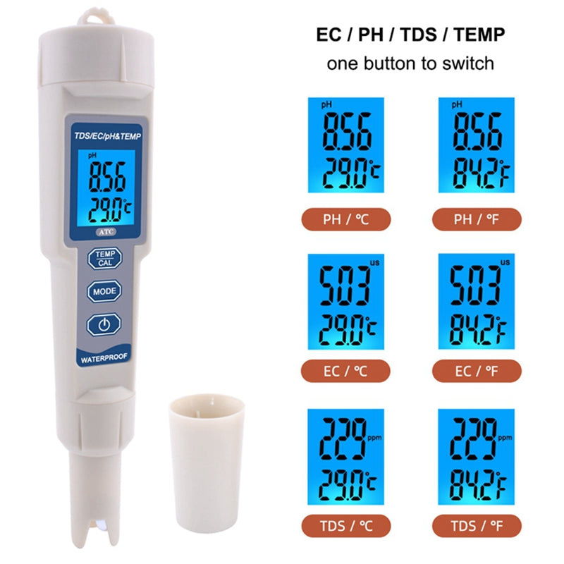 JMT-419978 Water Quality Test Pen for Temperature, pH, Conductivity, and Hardness Measurement