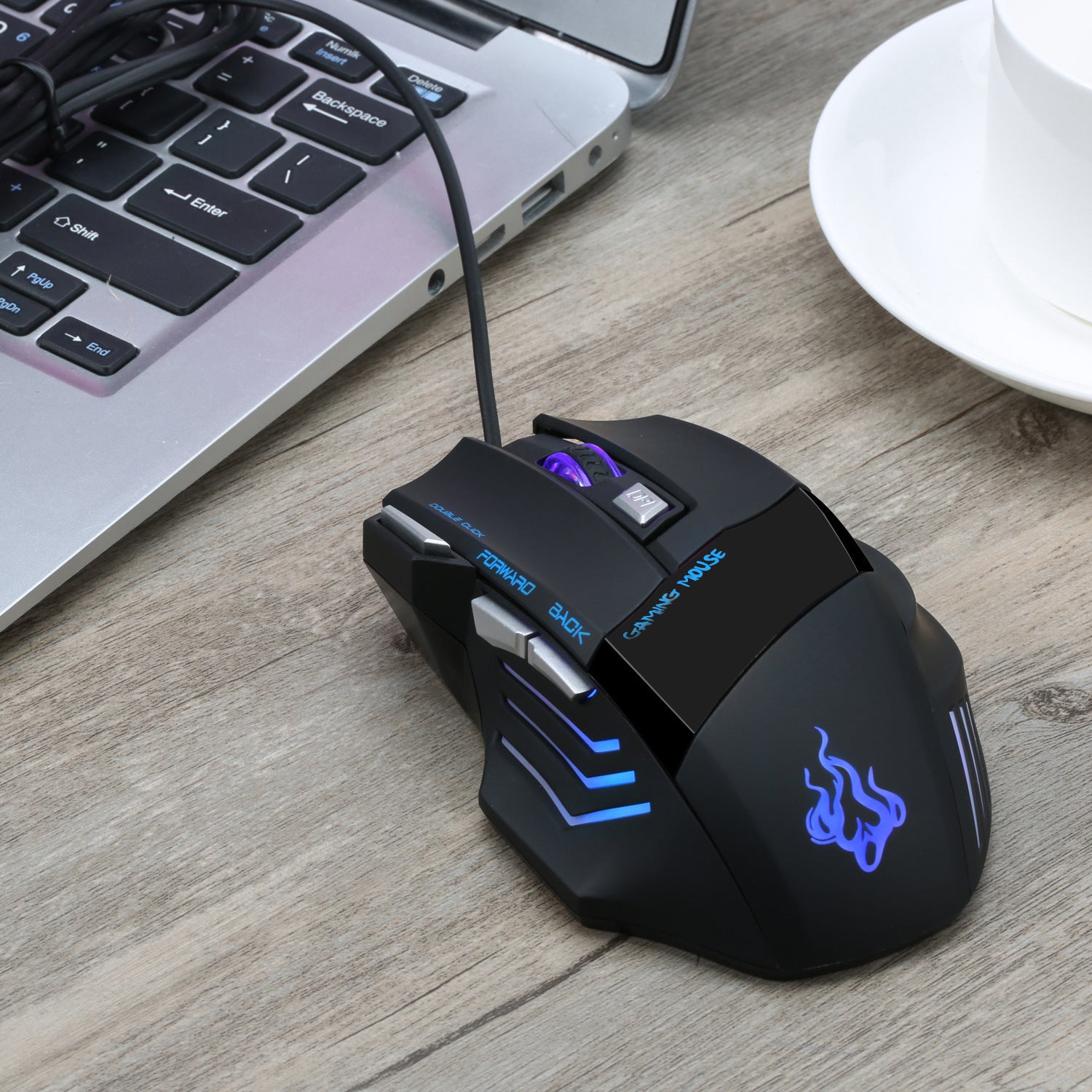 JMT-420106 Wired Gaming Mouse with Adjustable DPI, Optical Tracking, 7 Buttons, and Colorful Lighting