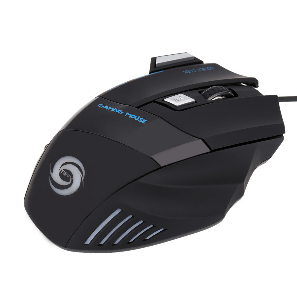 JMT-420106 Wired Gaming Mouse with Adjustable DPI, Optical Tracking, 7 Buttons, and Colorful Lighting
