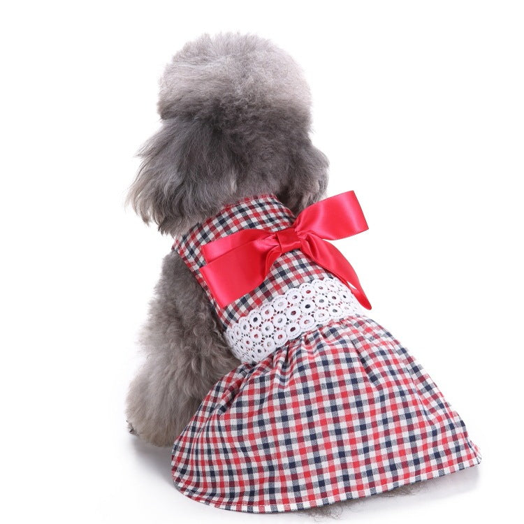 JMT-420234 Stylish Polka Dot Pet Skirt Summer Dress for Dogs - Watermelon & Strawberry Design, Made from Polyester