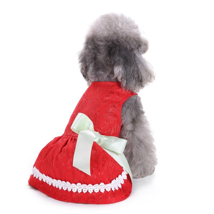 JMT-420234 Stylish Polka Dot Pet Skirt Summer Dress for Dogs - Watermelon & Strawberry Design, Made from Polyester