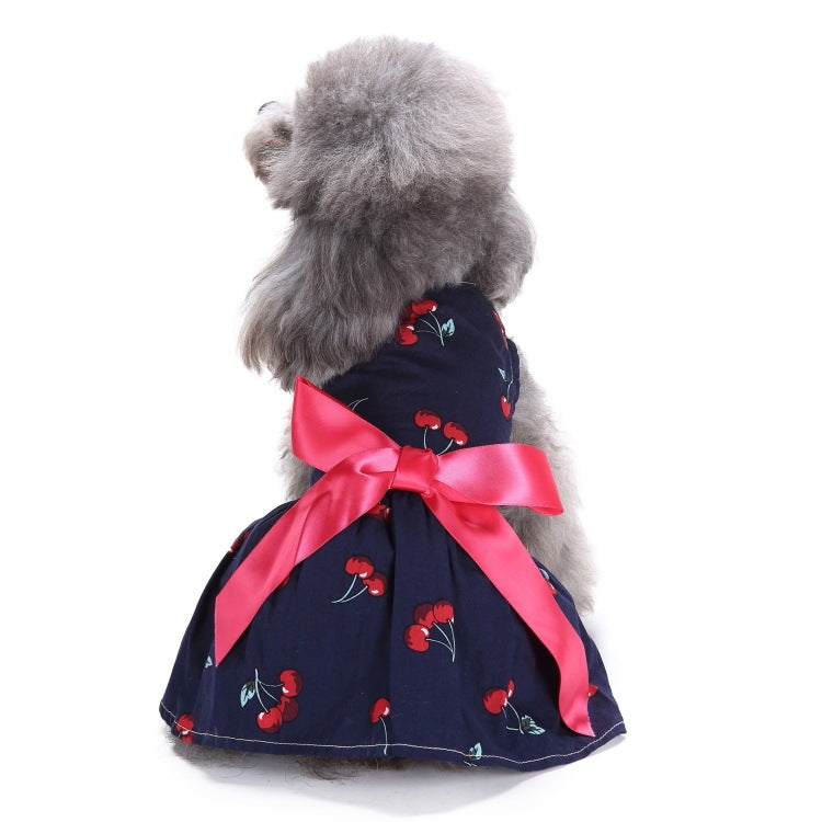 JMT-420234 Stylish Polka Dot Pet Skirt Summer Dress for Dogs - Watermelon & Strawberry Design, Made from Polyester