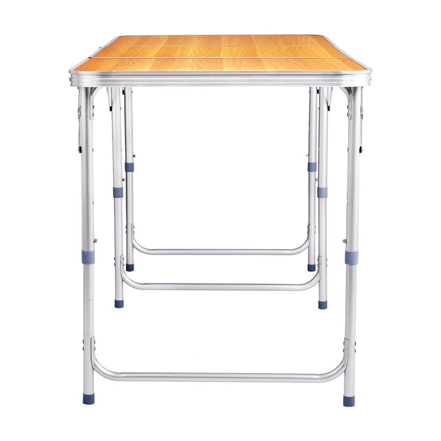 JMT-420362 6ft Folding Outdoor Table with Wood Grain Finish - Lightweight Aluminum Alloy Tri-fold Design, 50kg Capacity