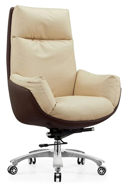 JMT-421386 Elegant Leather Executive Office Chair with Footrest and Swivel Function for Enhanced Comfort