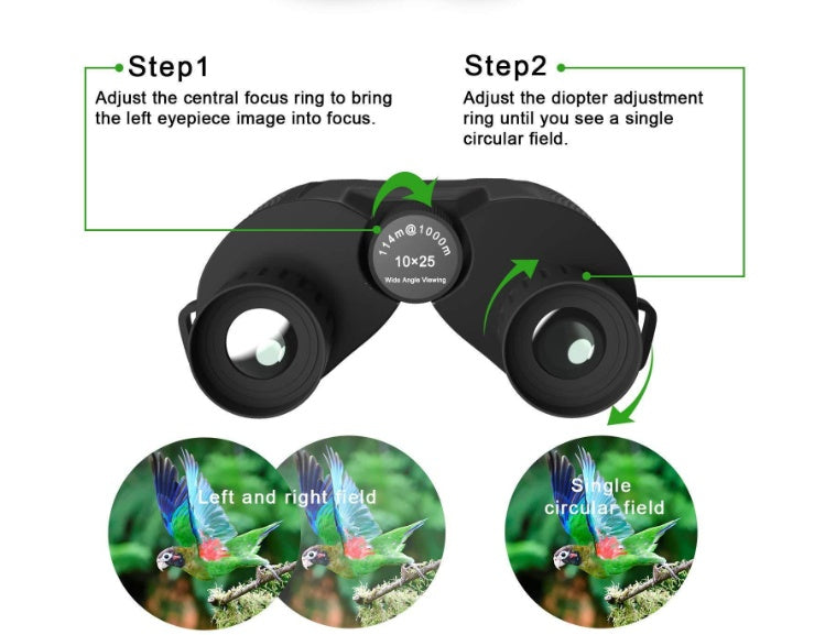 JMT-422154 10x25 High-Definition Mini Portable Outdoor Binoculars with Low-Light Night Vision