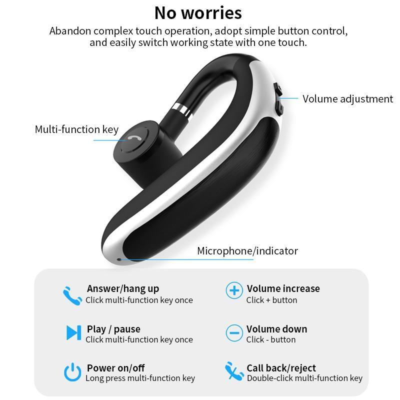 JMT-422282 Wireless In-Ear Bluetooth Headset with Call Function and Battery Display in White and Black
