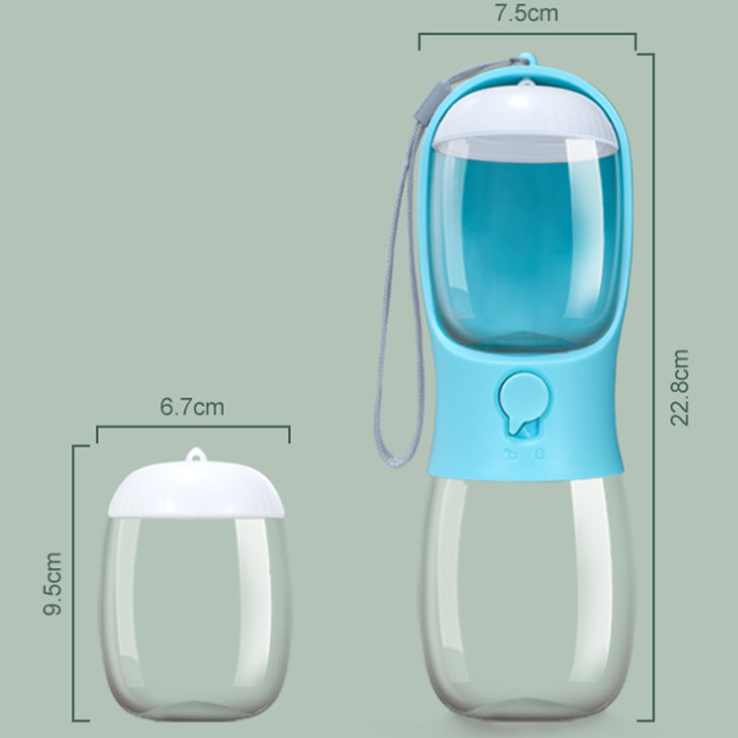 JMT-422602 Portable Dog Water Bottle with Food Container and Dispenser for Walking and Hiking - Ideal for Small Breeds