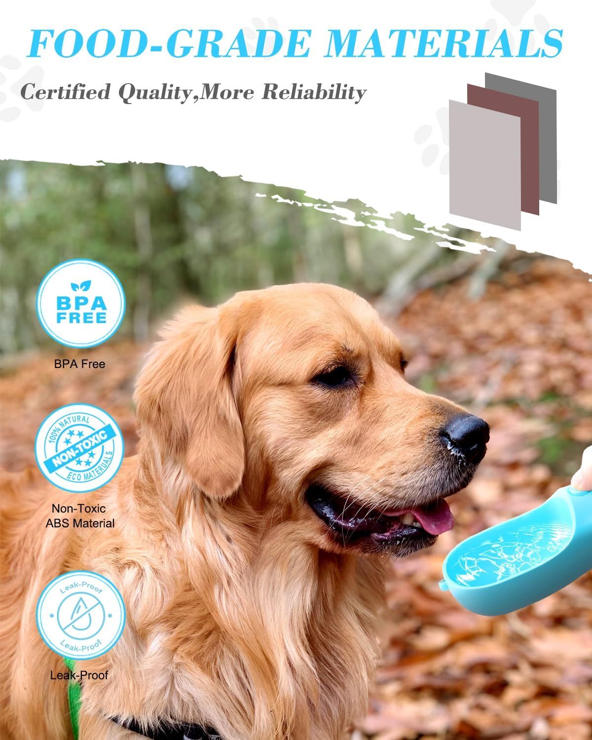 JMT-422602 Portable Dog Water Bottle with Food Container and Dispenser for Walking and Hiking - Ideal for Small Breeds