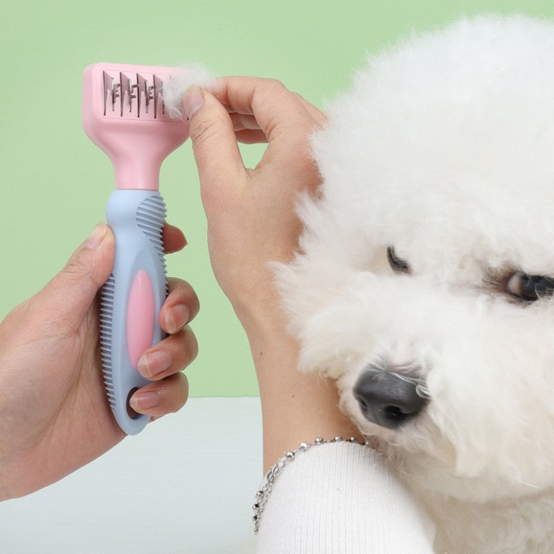 JMT-422858 Stainless Steel Dog and Cat Grooming Comb with Massage Function and Knot Remover Tool