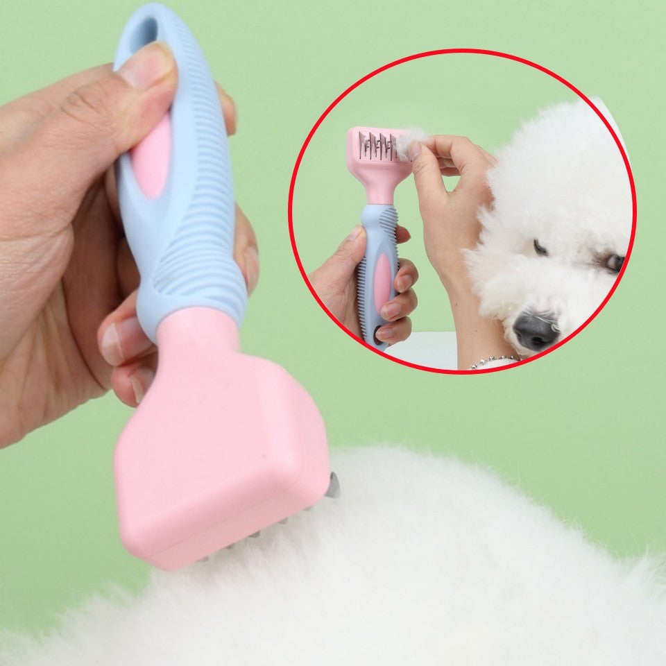 JMT-422858 Stainless Steel Dog and Cat Grooming Comb with Massage Function and Knot Remover Tool