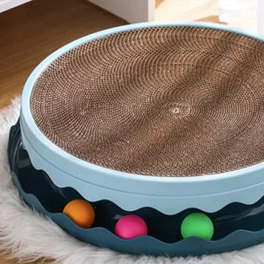 JMT-422922 Interactive Round Cat Scratcher Pad with Built-in Ball for Indoor Play and Exercise